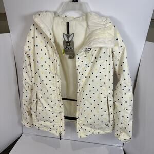 Burton Ski Jacket Womens Small White Squares Hooded Full Zip Dry Ride Snow